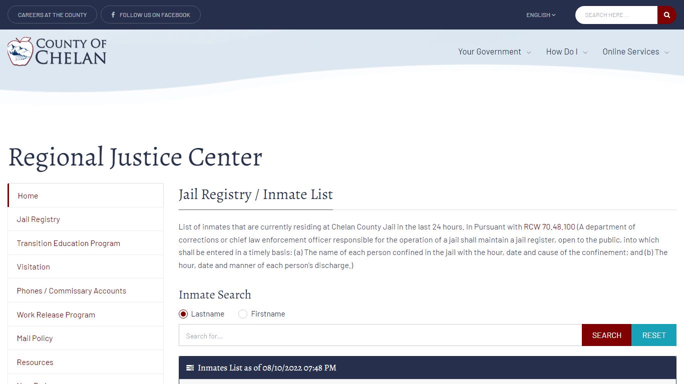 Chelan County Regional Justice Center - Jail Registry ...